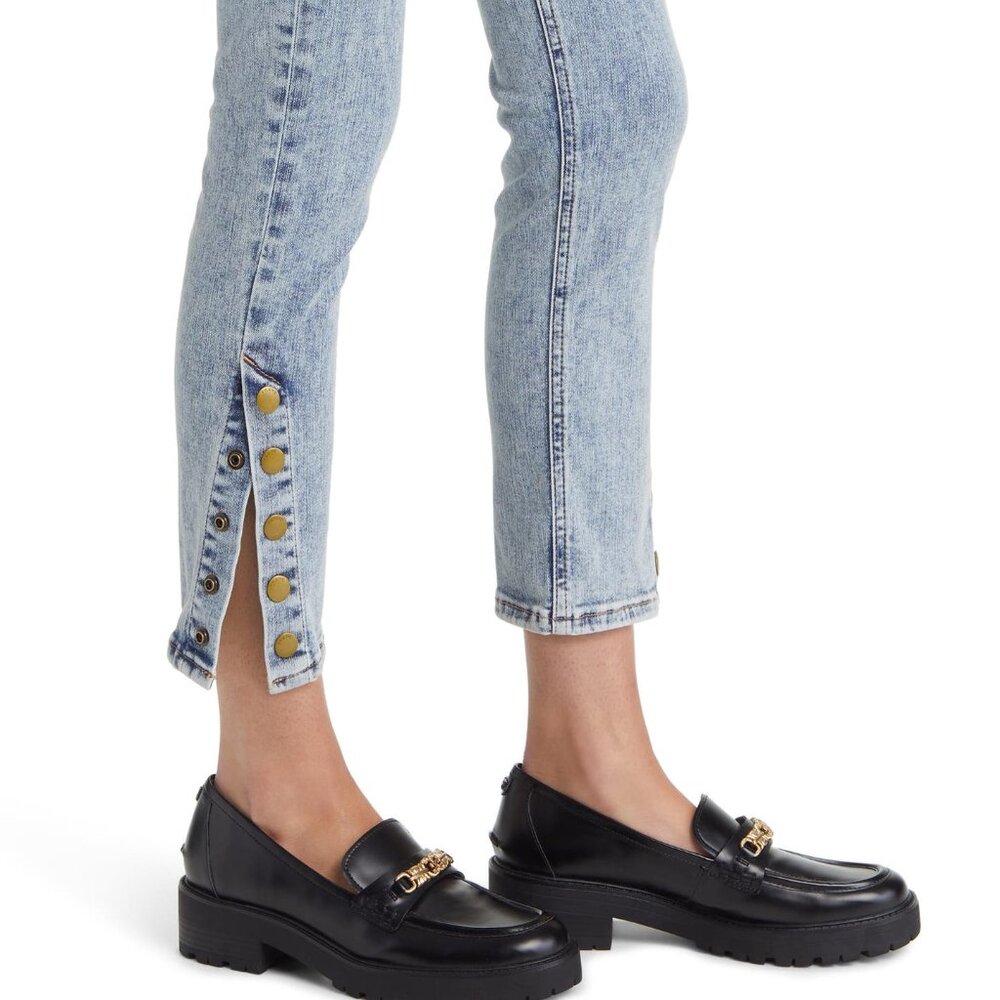 Frame Snapped Straight Leg Jeans Jeggings Size 26 Side Snaps at Hem NWT